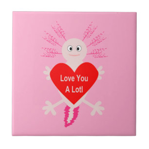 Valentines Day Love Heart Axolotl Tile
