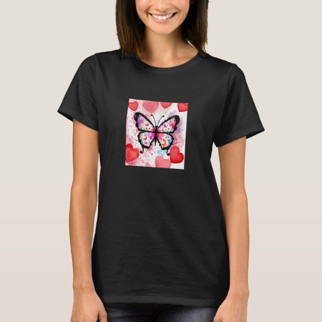 Valentine's Day Love Heart Butterfly Girlfriend Fi T-Shirt (Front)