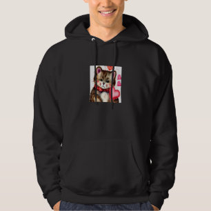 Valentine's Day Love Heart Cat Teddy Girlfriend Fi Hoodie