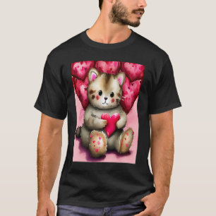 Valentine's Day Love Heart Cat Teddy Girlfriend Fi T-Shirt