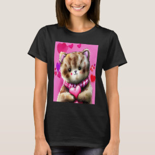Valentine's Day Love Heart Cat Teddy Girlfriend Fi T-Shirt