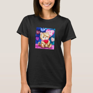 Valentine's Day Love Heart Cat Teddy Girlfriend Fi T-Shirt