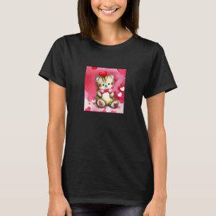 Valentine's Day Love Heart Cat Teddy Girlfriend Fi T-Shirt