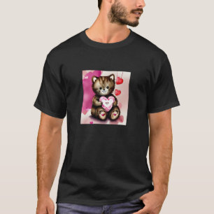 Valentine's Day Love Heart Cat Teddy Girlfriend Fi T-Shirt