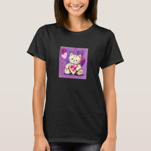 Valentine's Day Love Heart Cat Teddy Girlfriend Fi T-Shirt