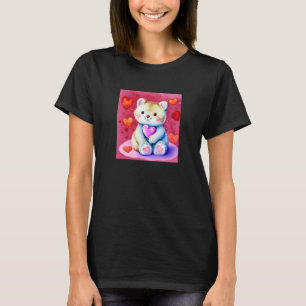 Valentine's Day Love Heart Cat Teddy Girlfriend Fi T-Shirt