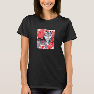 Valentine's Day Love Heart Cute Wolf Girlfriend Fi T-Shirt