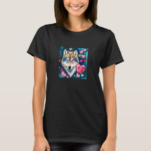 Valentine's Day Love Heart Cute Wolf Girlfriend Fi T-Shirt