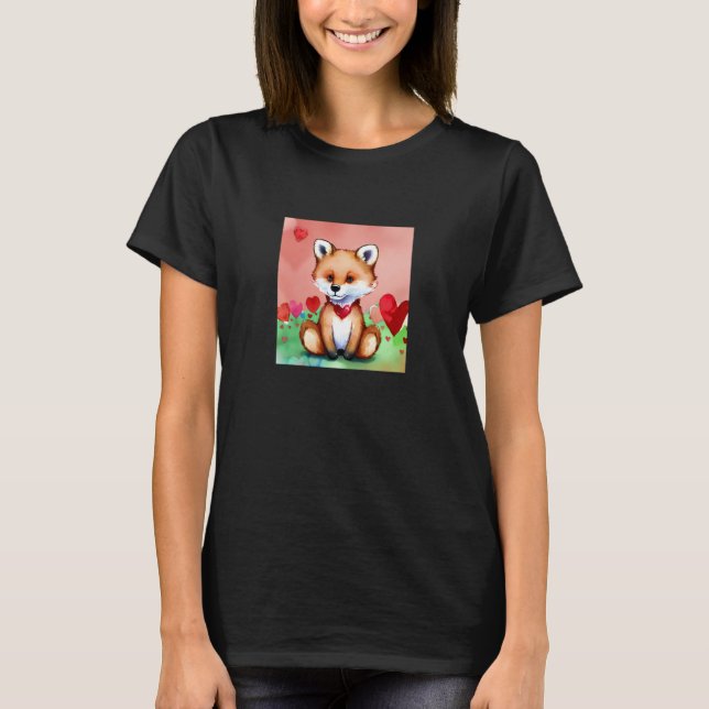 Valentine's Day Love Heart Fox Teddy Girlfriend Fi T-Shirt (Front)
