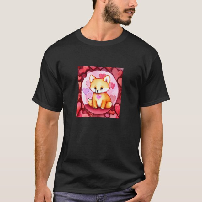 Valentine's Day Love Heart Fox Teddy Girlfriend Fi T-Shirt (Front)