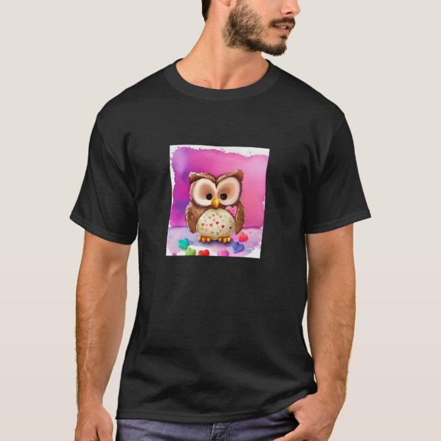 Valentine's Day Love Heart Owl Teddy Girlfriend Fi T-Shirt (Front)
