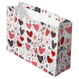 Valentines Day Love Heart Pink & Red Large Gift Bag