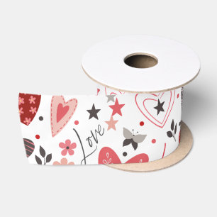 Valentines Day Love Heart Pink & Red  Satin Ribbon