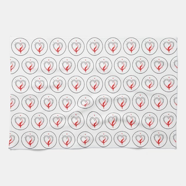 Valentine's Day Love & Hearts  Kitchen Towel (Horizontal)