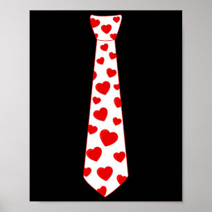 Valentines Day Love Hearts Tie Cute Boys Girls Kid Poster