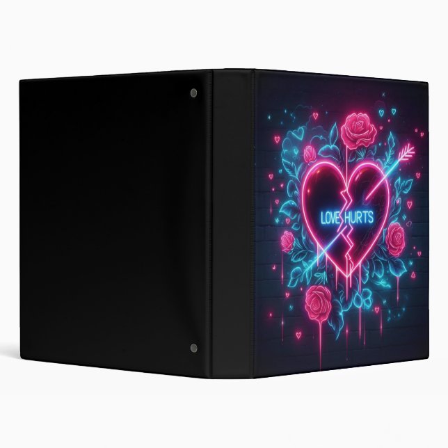 Valentine's Day Love Hurts Neon Heart Binder (Background)