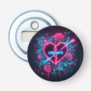 Valentine's Day Love Hurts Neon Heart Bottle Opener