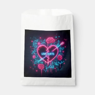 Valentine's Day Love Hurts Neon Heart Favour Bag