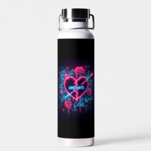 Valentine's Day Love Hurts Neon Heart Water Bottle