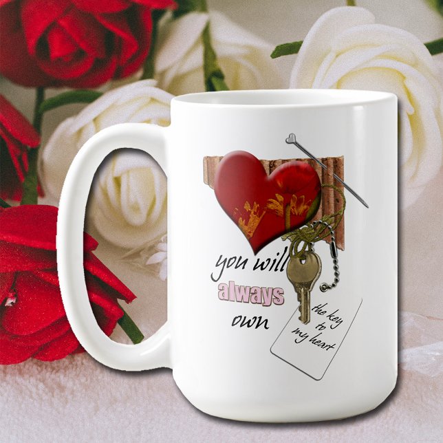 Valentine's Day Love Key to my Heart Coffee Mug (A mug for your Valentine's hot beverages.)