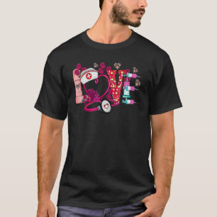 Valentines Day Love Nurse Rose Heart Matching Coup T-Shirt