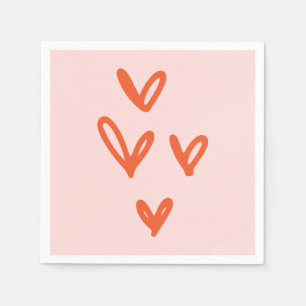 Valentine's Day Love Pastel Pink and Red Napkin