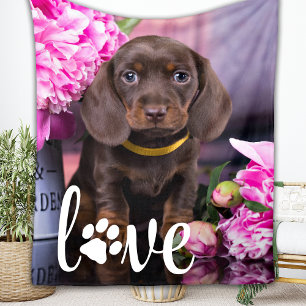 Valentines Day LOVE Personalized Pet Photo Dog Fleece Blanket