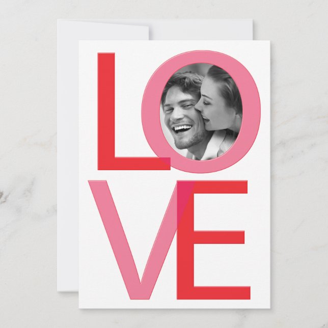 Valentines Day LOVE Photo Fiançailles Invitation (Devant)