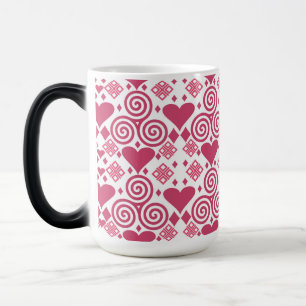 Valentine's Day Love Pink, Red and White Pattern Magic Mug