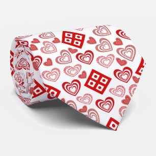 Valentine's Day Love Pink, Red and White Pattern Tie
