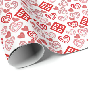 Valentine's Day Love Pink, Red and White Pattern Wrapping Paper