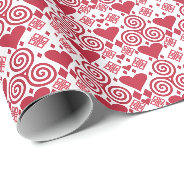 Valentine's Day Love Pink, Red and White Pattern Wrapping Paper (Roll Corner)