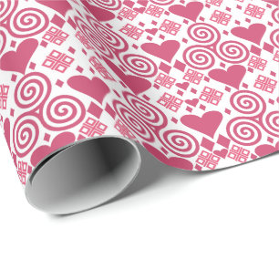 Valentine's Day Love Pink, Red and White Pattern Wrapping Paper