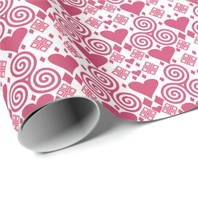Valentine's Day Love Pink, Red and White Pattern Wrapping Paper (Roll Corner)