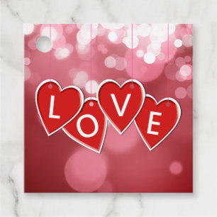 Valentine's Day Love Red Hearts Favour Tags