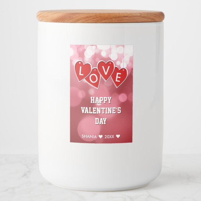 Valentine's Day Love Red Hearts Food Label (Front)