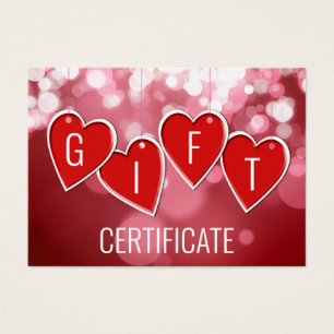 Valentine's Day Love Red Hearts Gift Certificate