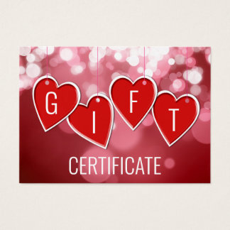 Valentine's Day Love Red Hearts Gift Certificate