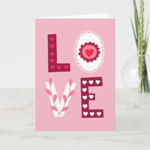 Valentine's Day Love Stencil Mini Hearts and Lace Holiday Card