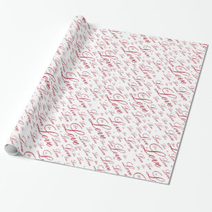 Valentine's Day "Love" Typography Pattern Wrapping Paper