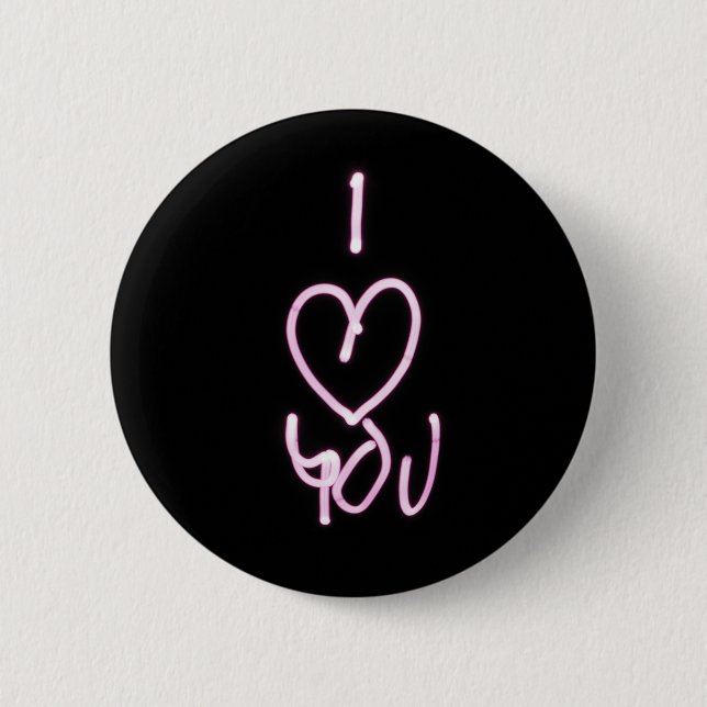 Valentines Day Love U Typographic Image Quote Art  2 Inch Round Button (Front)