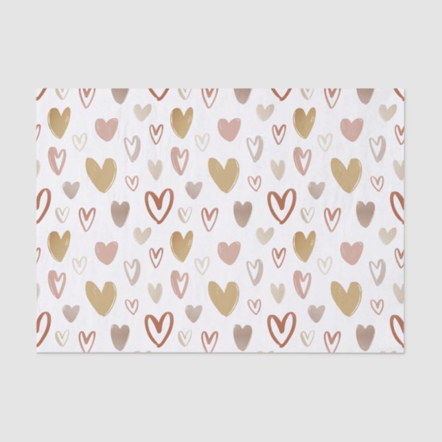 Valentine's Day Lovely Rustic Hearts  Tissue Paper (Front)