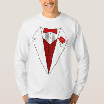 Valentine's Day Lover Tuxedo T-Shirt with Red Rose