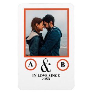 Valentine's Day lovers couple monogram placeholder Magnet