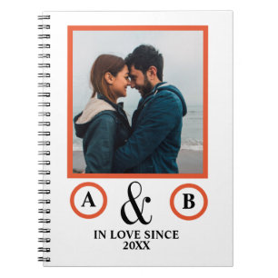 Valentine's Day lovers couple monogram placeholder Notebook