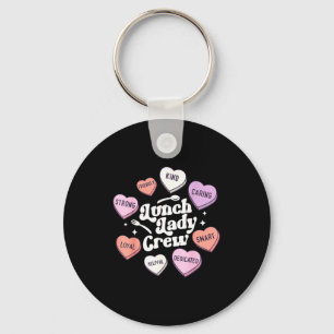 Valentines Day Lunch Lady Groovy Cafeteria Squad H Keychain
