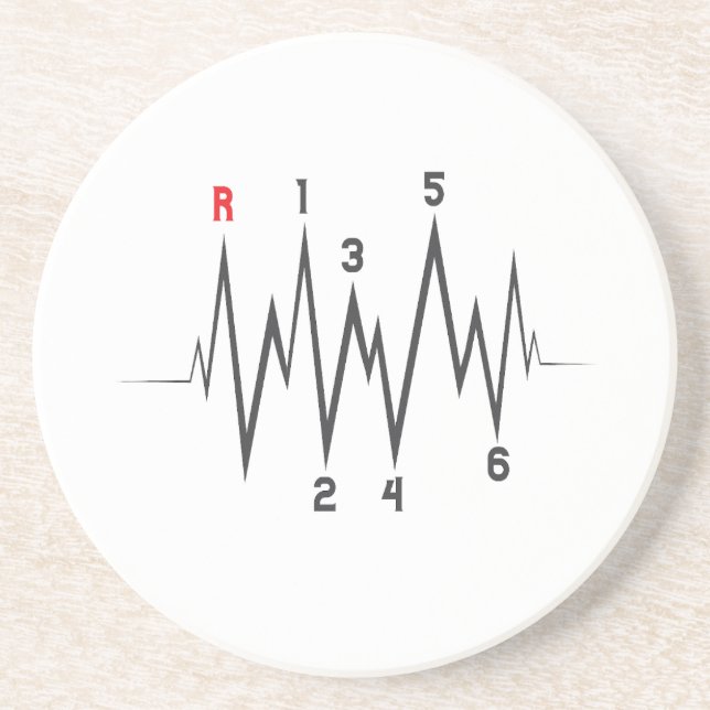 Valentines Day Manual Gear Stick Shift Heart Pulse Coaster (Front)