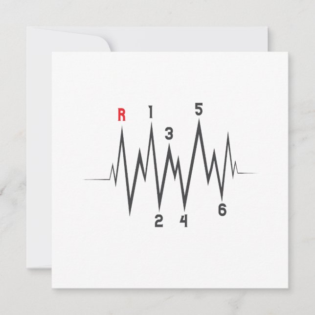 Valentines Day Manual Gear Stick Shift Heart Pulse Invitation (Front)