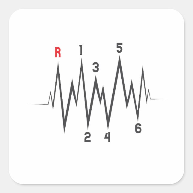 Valentines Day Manual Gear Stick Shift Heart Pulse Square Sticker (Front)