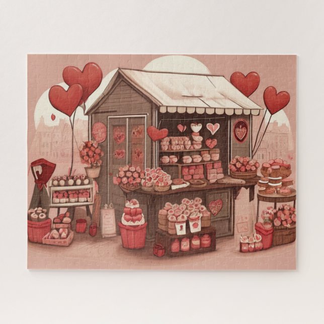 Valentine's Day Market Retro Jigsaw Puzzle (Horizontal)